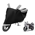 Euro Care Bike Cover Compatible with R1, Heatproof, Mirror Pocket, Dustproof, Belt &amp; Buckle, R1 Bike Cover - 1 Unit, Black-Silver