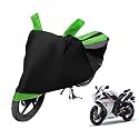 Euro Care Bike Cover Compatible with R1, Heatproof, Mirror Pocket, Dustproof, Belt &amp; Buckle, R1 Bike Cover - 1 Unit, Black-Green