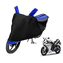 Euro Care Bike Cover Compatible with R1, Heatproof, Mirror Pocket, Dustproof, Belt &amp; Buckle, R1 Bike Cover - 1 Unit, Black-Blue