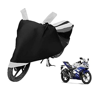 euro care bike cover compatible with r15 heatproof mirror pocket dustproof belt amp buckle r15 bike cover - 1 unit black-white