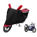 Euro Care Bike Cover Compatible with R15, Heatproof, Mirror Pocket, Dustproof, Belt &amp; Buckle, R15 Bike Cover - 1 Unit, Black-Red