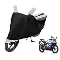 Euro Care Bike Cover Compatible with R15, Heatproof, Mirror Pocket, Dustproof, Belt &amp; Buckle, R15 Bike Cover - 1 Unit, Black-White