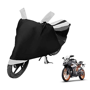 euro care bike cover compatible with rc 200 heatproof mirror pocket dustproof belt amp buckle rc 200 bike cover - 1 unit black-white