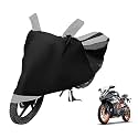 Euro Care Bike Cover Compatible with RC 200, Heatproof, Mirror Pocket, Dustproof, Belt &amp; Buckle, RC 200 Bike Cover - 1 Unit, Black-Silver