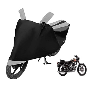 euro care bike cover compatible with re 500 heatproof mirror pocket dustproof belt amp buckle re 500 bike cover - 1 unit black-silver