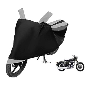 euro care bike cover compatible with re battle green heatproof mirror pocket dustproof belt amp buckle battle green bike cover - 1 unit black-silver