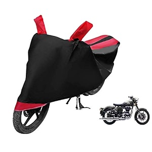 euro care bike cover compatible with re battle green heatproof mirror pocket dustproof belt amp buckle battle green bike cover - 1 unit black-red