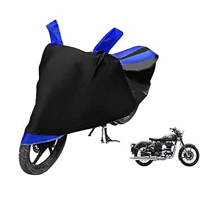 euro care bike cover compatible with re battle green heatproof mirror pocket dustproof belt amp buckle battle green bike cover - 1 unit black-blue