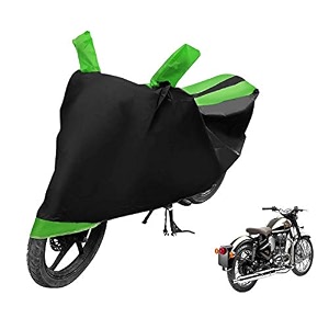 euro care bike cover compatible with re classic chrome heatproof mirror pocket dustproof belt amp buckle classic chrome bike cover - 1 unit black-green
