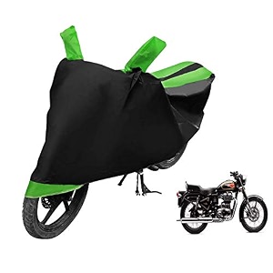 euro care bike cover compatible with re 500 heatproof mirror pocket dustproof belt amp buckle re 500 bike cover - 1 unit black-green
