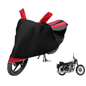 euro care bike cover compatible with re bullet 350 heatproof mirror pocket dustproof belt amp buckle bullet 350 bike cover - 1 unit black-red