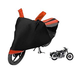 euro care bike cover compatible with re battle green heatproof mirror pocket dustproof belt amp buckle battle green bike cover - 1 unit black-orange