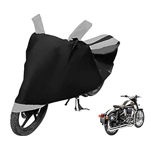 euro care bike cover compatible with re classic chrome heatproof mirror pocket dustproof belt amp buckle classic chrome bike cover - 1 unit black-silver