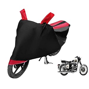 euro care bike cover compatible with re classic 350 heatproof mirror pocket dustproof belt amp buckle classic 350 bike cover - 1 unit black-red