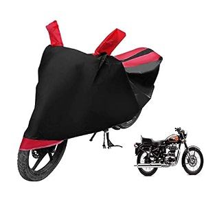 euro care bike cover compatible with re 500 heatproof mirror pocket dustproof belt amp buckle re 500 bike cover - 1 unit black-red