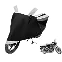 Euro Care Bike Cover Compatible with RE Classic 500, Heatproof, Mirror Pocket, Dustproof, Belt &amp; Buckle, Classic 500 Bike Cover - 1 Unit, Black-White