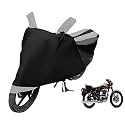 Euro Care Bike Cover Compatible with RE 500, Heatproof, Mirror Pocket, Dustproof, Belt &amp; Buckle, RE 500 Bike Cover - 1 Unit, Black-Silver