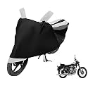 Euro Care Bike Cover Compatible with RE Bullet 350, Heatproof, Mirror Pocket, Dustproof, Belt &amp; Buckle, Bullet 350 Bike Cover - 1 Unit, Black-White