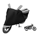 Euro Care Bike Cover Compatible with RE Battle Green, Heatproof, Mirror Pocket, Dustproof, Belt &amp; Buckle, Battle Green Bike Cover - 1 Unit, Black-Silver