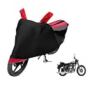Euro Care Bike Cover Compatible with RE Bullet 350, Heatproof, Mirror Pocket, Dustproof, Belt &amp; Buckle, Bullet 350 Bike Cover - 1 Unit, Black-Red