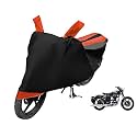 Euro Care Bike Cover Compatible with RE Battle Green, Heatproof, Mirror Pocket, Dustproof, Belt &amp; Buckle, Battle Green Bike Cover - 1 Unit, Black-Orange