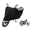 Euro Care Bike Cover Compatible with RE Classic 350, Heatproof, Mirror Pocket, Dustproof, Belt &amp; Buckle, Classic 350 Bike Cover - 1 Unit, Black-Silver