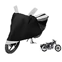 Euro Care Bike Cover Compatible with RE Battle Green, Heatproof, Mirror Pocket, Dustproof, Belt &amp; Buckle, Battle Green Bike Cover - 1 Unit, Black-White