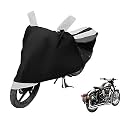 Euro Care Bike Cover Compatible with RE Classic Chrome, Heatproof, Mirror Pocket, Dustproof, Belt &amp; Buckle, Classic Chrome Bike Cover - 1 Unit, Black-White