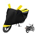 Euro Care Bike Cover Compatible with RE Bullet 500, Heatproof, Mirror Pocket, Dustproof, Belt &amp; Buckle, Bullet 500 Bike Cover - 1 Unit, Black-Yellow