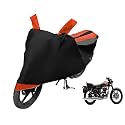 Euro Care Bike Cover Compatible with RE 500, Heatproof, Mirror Pocket, Dustproof, Belt &amp; Buckle, RE 500 Bike Cover - 1 Unit, Black-Orange