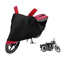 Euro Care Bike Cover Compatible with RE Classic 500, Heatproof, Mirror Pocket, Dustproof, Belt &amp; Buckle, Classic 500 Bike Cover - 1 Unit, Black-Red
