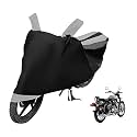 Euro Care Bike Cover Compatible with RE Bullet 500, Heatproof, Mirror Pocket, Dustproof, Belt &amp; Buckle, Bullet 500 Bike Cover - 1 Unit, Black-Silver