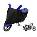 Euro Care Bike Cover Compatible with RE Classic 350, Heatproof, Mirror Pocket, Dustproof, Belt &amp; Buckle, Classic 350 Bike Cover - 1 Unit, Black-Blue
