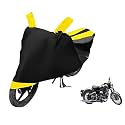 Euro Care Bike Cover Compatible with RE Classic 500, Heatproof, Mirror Pocket, Dustproof, Belt &amp; Buckle, Classic 500 Bike Cover - 1 Unit, Black-Yellow