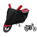 Euro Care Bike Cover Compatible with RE Classic 350, Heatproof, Mirror Pocket, Dustproof, Belt &amp; Buckle, Classic 350 Bike Cover - 1 Unit, Black-Red