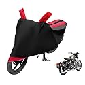 Euro Care Bike Cover Compatible with RE Classic Chrome, Heatproof, Mirror Pocket, Dustproof, Belt &amp; Buckle, Classic Chrome Bike Cover - 1 Unit, Black-Red