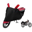 Euro Care Bike Cover Compatible with RE 500, Heatproof, Mirror Pocket, Dustproof, Belt &amp; Buckle, RE 500 Bike Cover - 1 Unit, Black-Red