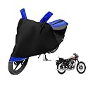 Euro Care Bike Cover Compatible with RE 500, Heatproof, Mirror Pocket, Dustproof, Belt &amp; Buckle, RE 500 Bike Cover - 1 Unit, Black-Blue