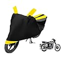 Euro Care Bike Cover Compatible with RE Classic 350, Heatproof, Mirror Pocket, Dustproof, Belt &amp; Buckle, Classic 350 Bike Cover - 1 Unit, Black-Yellow