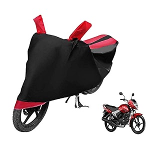 euro care bike cover compatible with yamaha saluto heatproof mirror pocket dustproof belt amp buckle saluto bike cover - 1 unit black-red