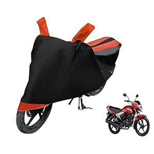 euro care bike cover compatible with yamaha saluto heatproof mirror pocket dustproof belt amp buckle saluto bike cover - 1 unit black-orange