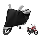 Euro Care Bike Cover Compatible with Yamaha Saluto, Heatproof, Mirror Pocket, Dustproof, Belt &amp; Buckle, Saluto Bike Cover - 1 Unit, Black-Silver