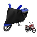 Euro Care Bike Cover Compatible with Yamaha Saluto, Heatproof, Mirror Pocket, Dustproof, Belt &amp; Buckle, Saluto Bike Cover - 1 Unit, Black-Blue
