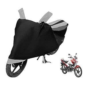 euro care bike cover compatible with splendor heatproof mirror pocket dustproof belt amp buckle splendor bike cover - 1 unit black-silver