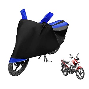 euro care bike cover compatible with splendor heatproof mirror pocket dustproof belt amp buckle splendor bike cover - 1 unit black-blue
