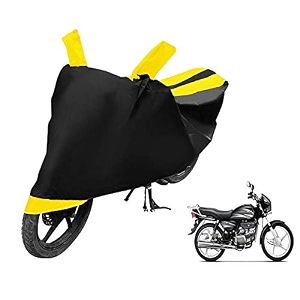 euro care bike cover compatible with splendor heatproof mirror pocket dustproof belt amp buckle splendor bike cover - 1 unit black-yellow