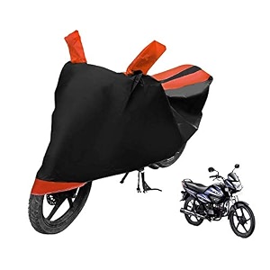 euro care bike cover compatible with splendor heatproof mirror pocket dustproof belt amp buckle splendor bike cover - 1 unit black-orange