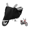 Euro Care Bike Cover Compatible with Splendor, Heatproof, Mirror Pocket, Dustproof, Belt &amp; Buckle, Splendor Bike Cover - 1 Unit, Black-Silver