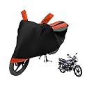 Euro Care Bike Cover Compatible with Splendor, Heatproof, Mirror Pocket, Dustproof, Belt &amp; Buckle, Splendor Bike Cover - 1 Unit, Black-Orange