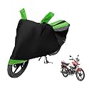 Euro Care Bike Cover Compatible with Splendor, Heatproof, Mirror Pocket, Dustproof, Belt &amp; Buckle, Splendor Bike Cover - 1 Unit, Black-Green